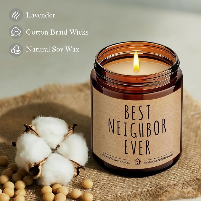 Best Neighbor Ever Candle Gifts for Neighbor, Thanksgiving Christmas Thank You Gift for Neighbors Women Men, Funny Goodbye Moving Housewarming Candle Gift for New House for neighbors-77