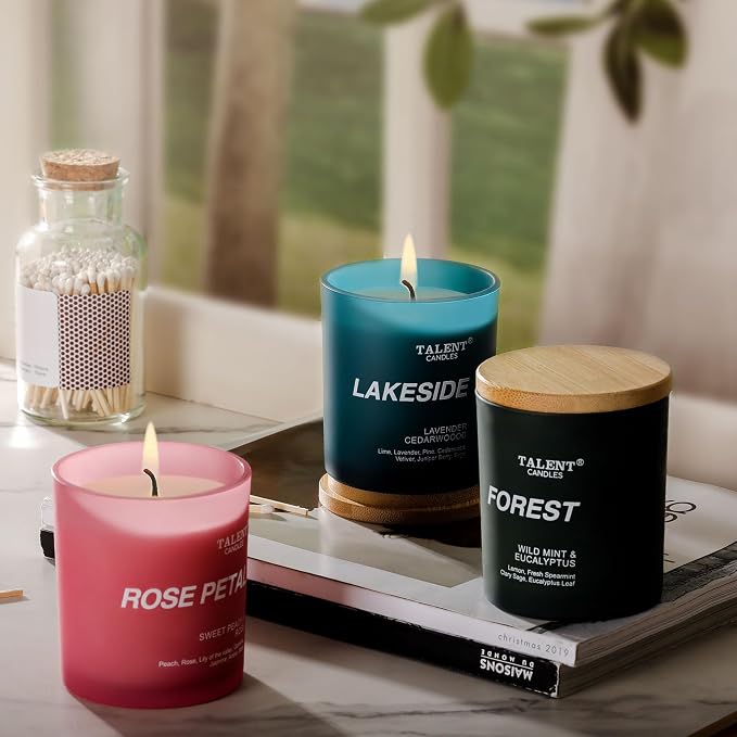Candles for Home Scented, Natural Soy Wax, Scented Candle Stress Relief and Relaxation, Wild Mint & Eucalyptus, Medium Jar, Ideal for Home and Bedroom Decor