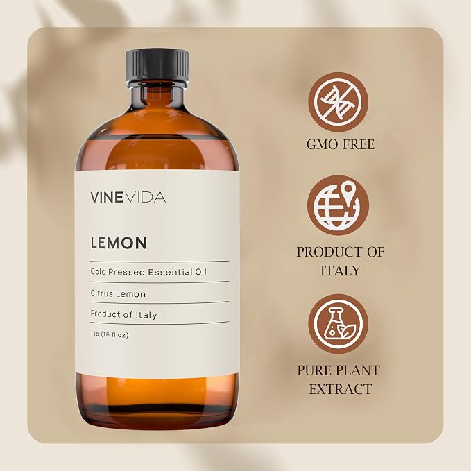 VINEVIDA [16oz] Pure Lemon Essential Oil Diffuser Aromatherapy | Soap Making and Oil for Candle Making