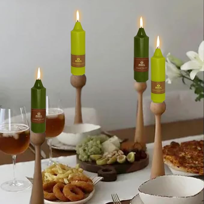 Olive Green & Grass Green Candles 5 inch Short Candle Unscented Taper Candles Ideal as Dinner Candles Smokeless Long Burning Candlesticks for Weddings Dinner Party Home Decor