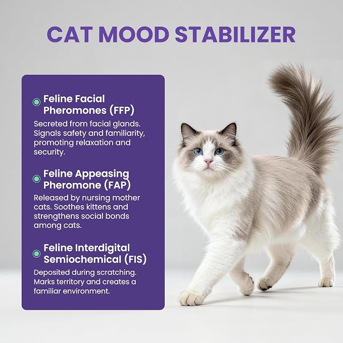 Cat Calming Pheromone Diffuser (2 Diffusers + 4 Refills) for Multi-Room Multi-Cat: 120-Day Supply, 30-Day per Refill, Odorless, Reduces Fighting, Leak-Free | Covers multiple rooms 1,400 sq ft, 120-day supply, saves 30%, for 3+ cats, includes 2 diffuser...