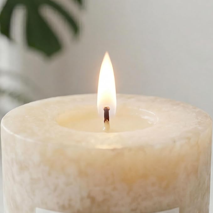 Aroma Naturals Ginger and Clove Essential Oil Beige Scented Pillar Candle, Earth, 2.5 inch x 4 inch
