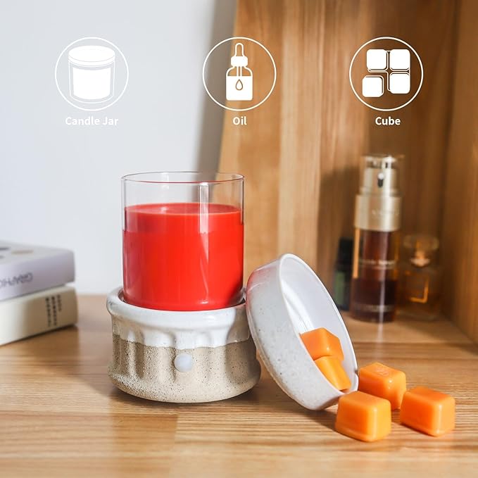 VICTORIA AROMA Ceramic Wax Melt Warmer 3-in-1 Candle Wax Warmer for Scented Wax Melter Electric Fragrance Wax Burner for Home Office Bedroom Gift & Decor