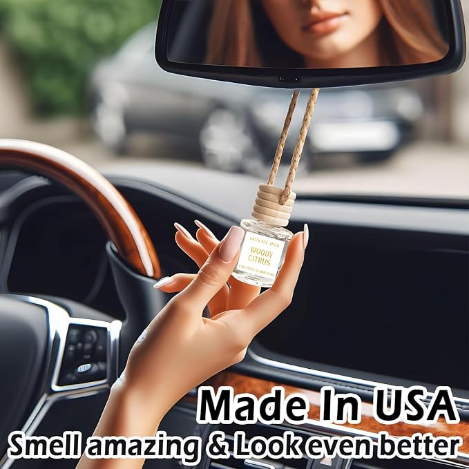 C Classy Car Air Freshener Hanging 2 Pack, Woody Citrus Essential Oil Diffuser, Long-Lasting Fragrance, Cute Car Accessories for Women & Men, Made in USA