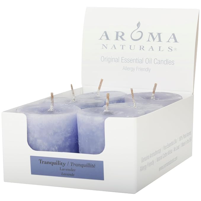 Aroma Naturals Votive Candles with Lavender, Tranquility, 6 Count