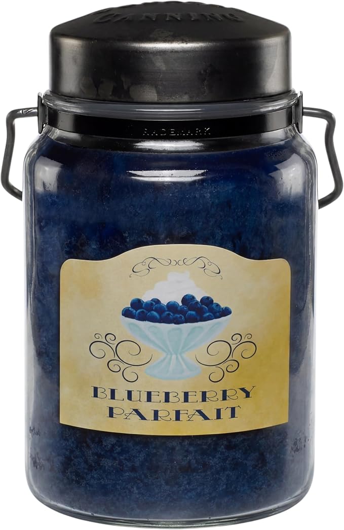 McCall’s Candles | Blueberry Parfait | 26 oz Scented Candle | USA-Poured | Vintage Rustic Jar with Carrying Handle | Blueberry, Whipped Cream & Vanilla Dessert Fragrance
