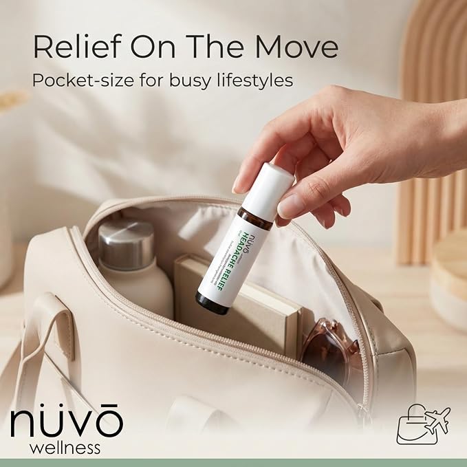 Migraine Relief Roll-On, Made with Peppermint, Lavender, Eucalyptus, & Other Aromatherapy Essential Oils, for Headaches, and Sore Muscles