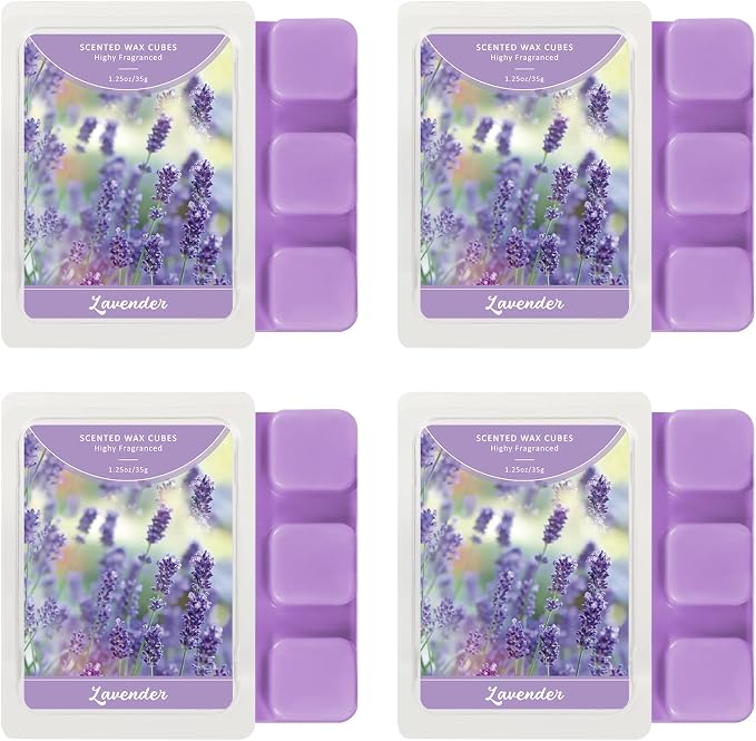SCENTORINI Wax Melts Wax Cubes, Summer Scent, Lavender Wax Melts for Sleep, Scentsy Wax Melts for Warmer 4 Pack, Scented Soy Wax Strong Scent, 4 * 1.25oz