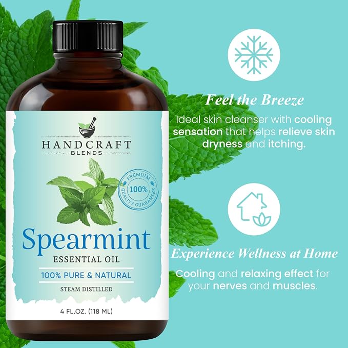 Handcraft Blends Crisp & Focused Set: Rosemary and Spearmint Essential Oils – (2 x 4 Fl Oz) – 100% Pure & Natural – for Diffuser, Aromatherapy, and DIY Projects