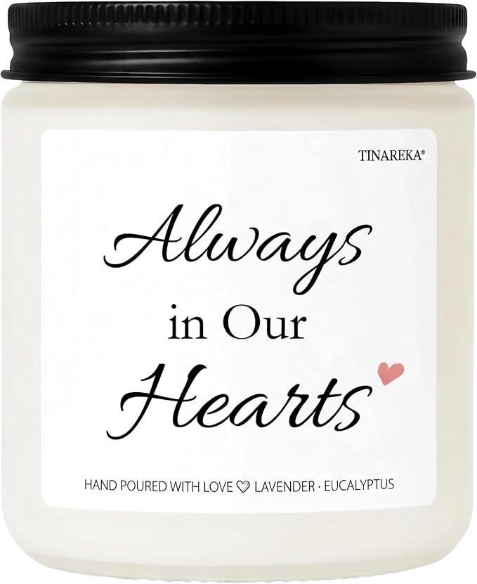 Sympathy Gift for Loss of Loved One - Always in Our Hearts Memorial Candle, Lavender Scented Soy Wax, Bereavement Gifts for Grief Support, 40 Hour Burn Time, Condolence Gift (H102)