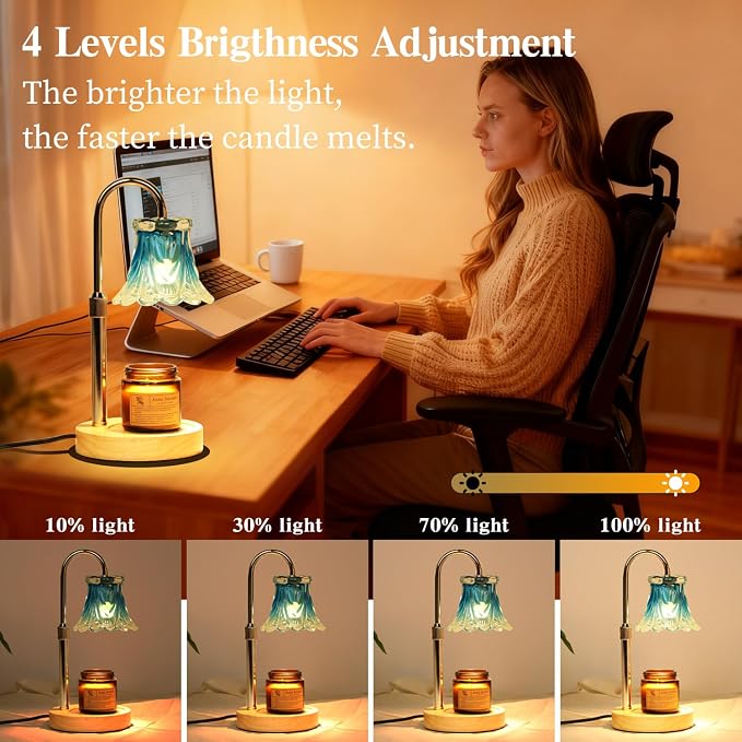 GEEZO Fragrance Candle Warmer Lamp，Electric Candle Warmer with Timer & Dimmer，Mom Christmas Birthday Gifts for Women, House Warming Gifts New Home Bedroom Decor