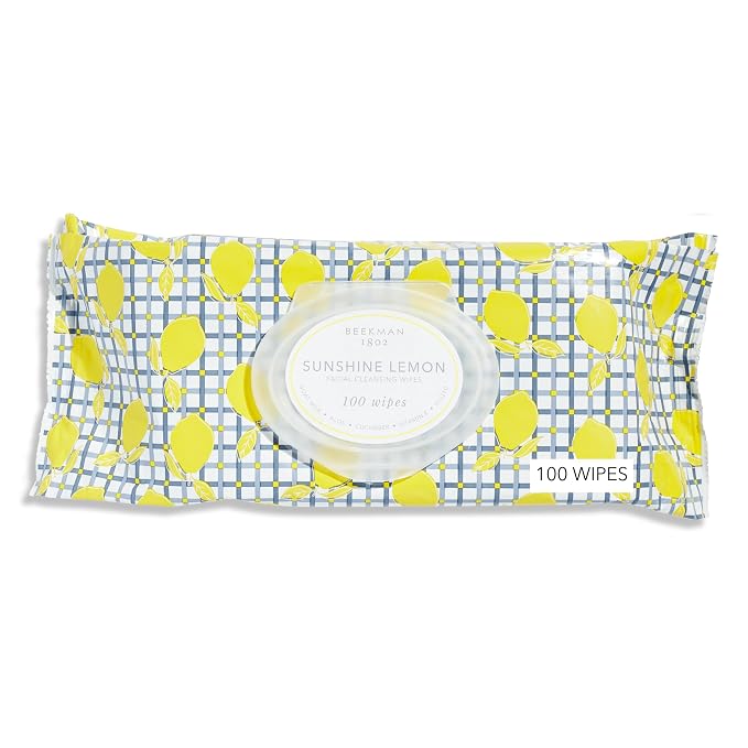 Beekman 1802 Face Wipes – Makeup Remover Wipes for Face, Facial Cleansing Wipes that Remove Makeup & Dirt, Travel Essentials, Face Wipes with Goat Milk & Aloe, Sunshine Lemon 100 Count