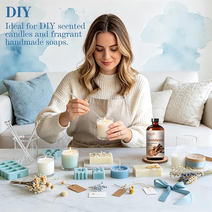 Fidelissima Natural Essential Oil Set,5 Scents Gift Kit–Lavender,Cinnamon,Sandalwood,Cherry Blossom,Magnolia,Fragrance Oil for Diffuser,Candle Soap Making,Personal Care with Glass Dropper