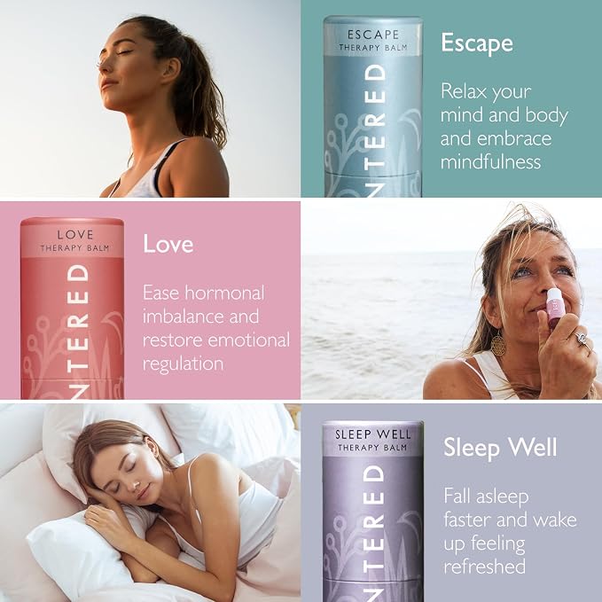 Scentered Aromatherapy Balm Gift Set - Be Kind to Yourself (Pack of 3) - Sleep Well, Escape, Love - Lavender, Cedarwood, Ylang Ylang Essential Oils - Relaxing Gifts for Women
