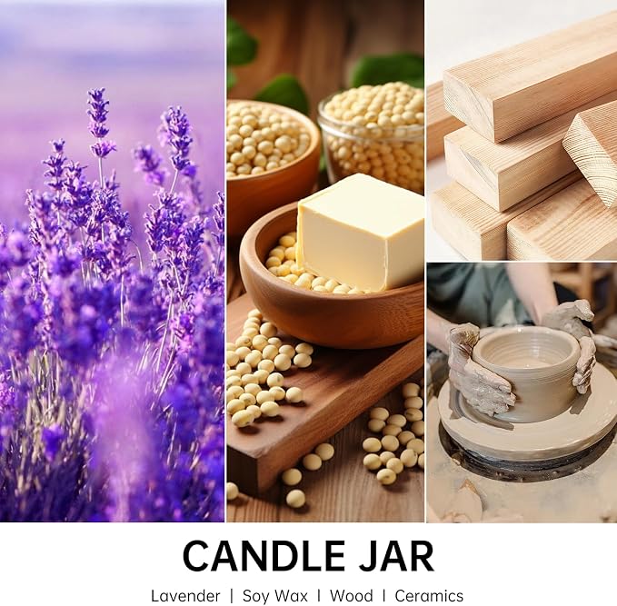 Lavender Scented Candle, 10oz Highly Soy Wax Candle for Home | Aromatherapy Gift For Women, Ceramic Jar, 60-Hour Burn, Long-Lasting, For Sleep & Relaxation, Calming Atmosphere