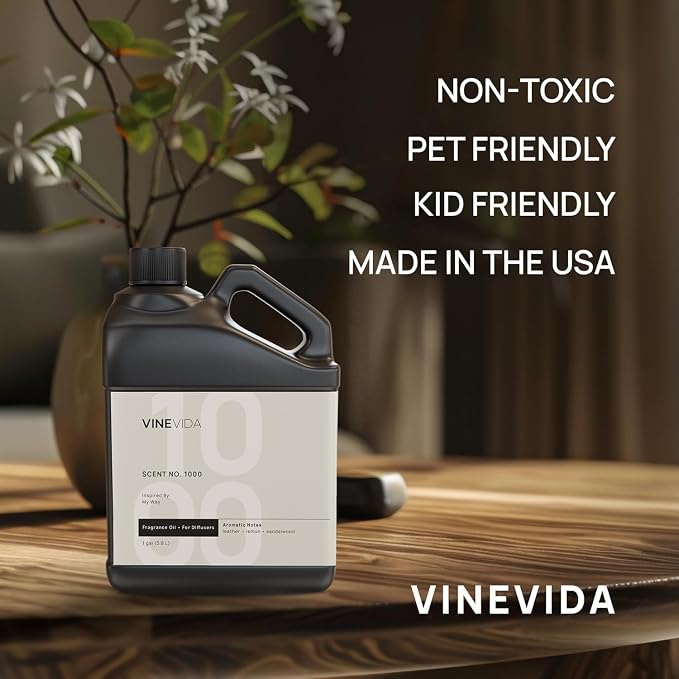 VINEVIDA [128 Fl Oz] Scent NO. 1000 Inspired by My Way Fragrance Oil For Cold Air Diffuser, Aromatic Notes of Leather Lemon Sandalwood, Essential Oil for Diffuser Oil Refill & Air Freshener Room Spray