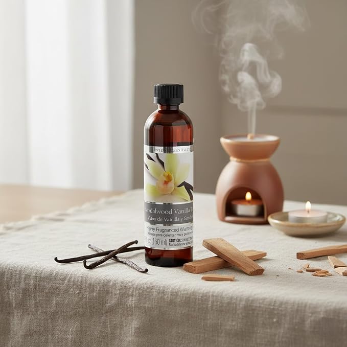 Hosley's Set of 2, 5 oz Sandalwood Vanilla Bean Fragrance Warming Oils. Ideal Gift for Weddings, spa, Reiki, Meditation, Bathroom Settings. P1