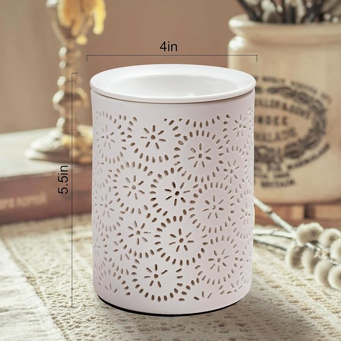 Floral Wax Melts Warmer, Ceramic Wax Warmer for Scented Waxes, Fragrance Oil WaxMelter, Electric Waxes Burner for Home Decor, Yoga, Bath, Relaxing Spa Gifts for Women