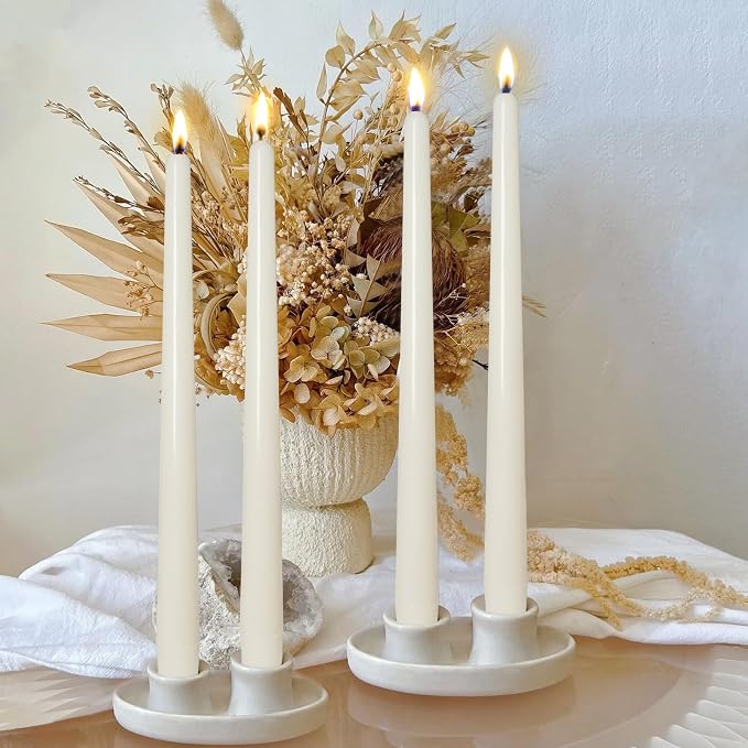Candlesticks Long Taper Candle,Unscented 10 Inches Cream White Candle Sticks Smokeless Tapered Candles for Home Décor Holiday Gifts