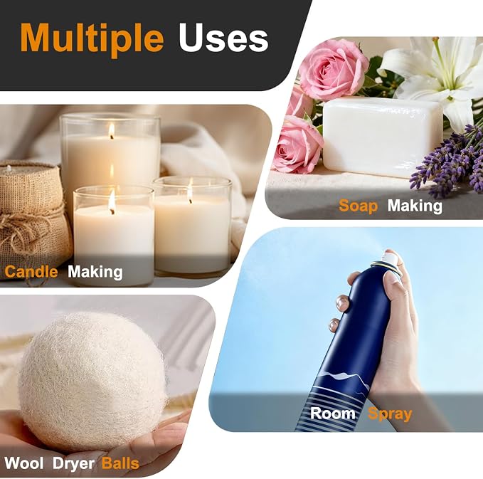 Essential Oil Set, Premium Fragrance Oils for Diffuser & Aromatherapy, Candle, Soap Making, Humidifiers, Scents Blends Included Frankincense,Lavender,Eucalyptus, Lemongrass,Peppermint,Tea Tree, 6x10ML