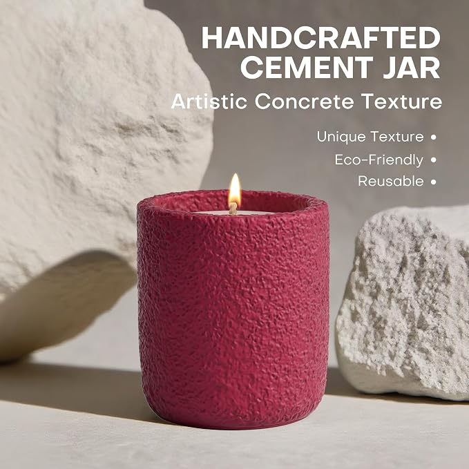 Scented Candles for Home, Natural Soy Wax Candle Gift, Non-Toxic Cement Jar Candles, Luxury Aromatherapy for Stress Relief, Housewarming Gifts, Highly Scented, Home Décor, Amber Patchouli
