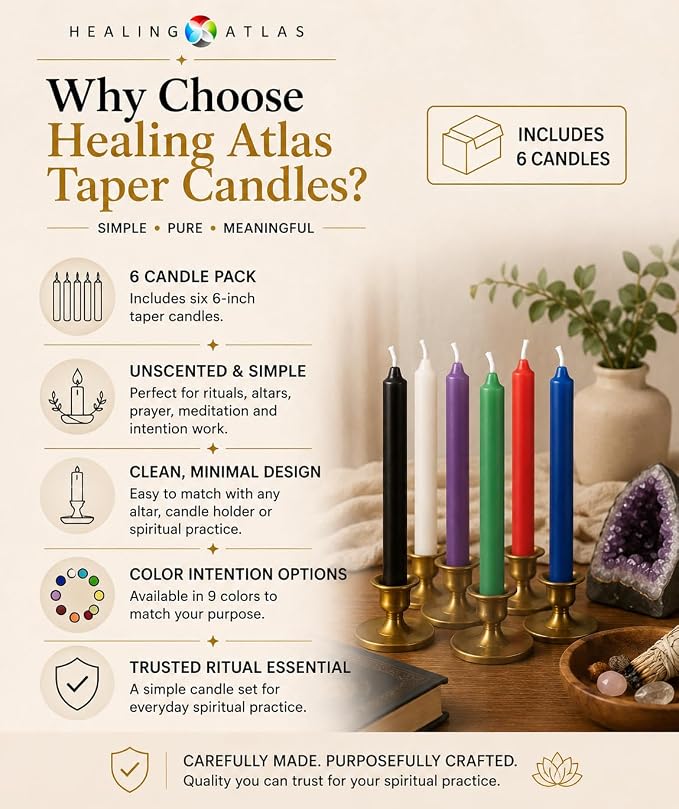 6 Inch Taper Candle 6 Pack Spell, Wicca, Santeria, Energized Candles Velas de 6 Pulgadas Paquete de 6 Velas (Blue (6 Pack)