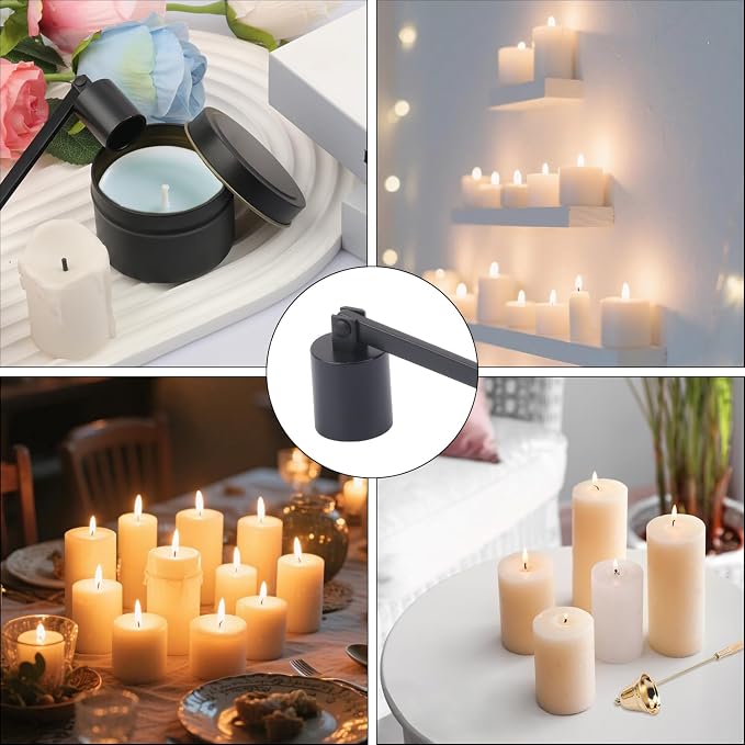 7 Pack 8 inch Black Candle Snuffer Bulk, Long Handle Stainless Steel Polished Candle Snuffer for Candle Lovers