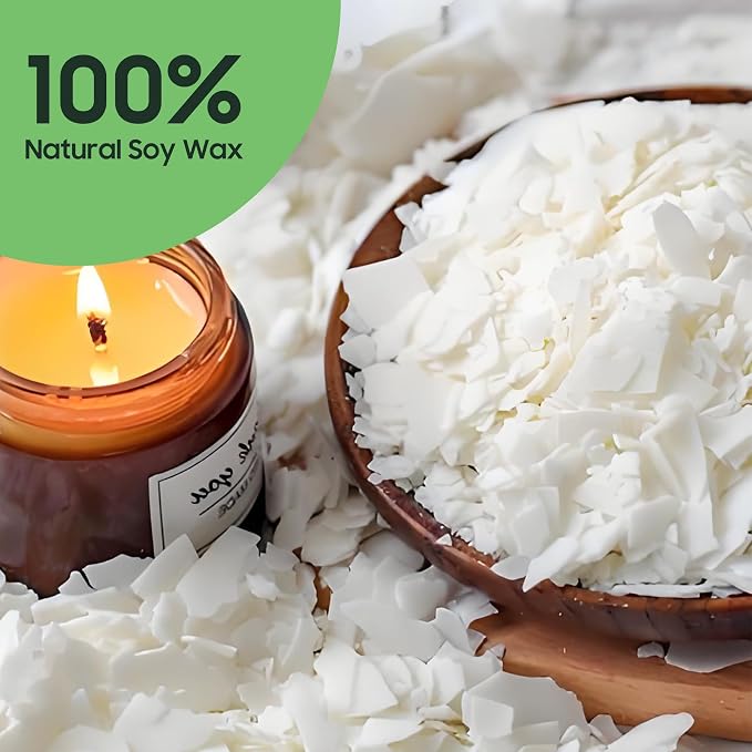 Ohcans Candle Wax 10lbs Natural Soy Wax for Candle Making 100 Cotton Candle Wicks 100 Wick Stickers & 2 Wicks Holder, Candle Making Wax Candle Making Supplies