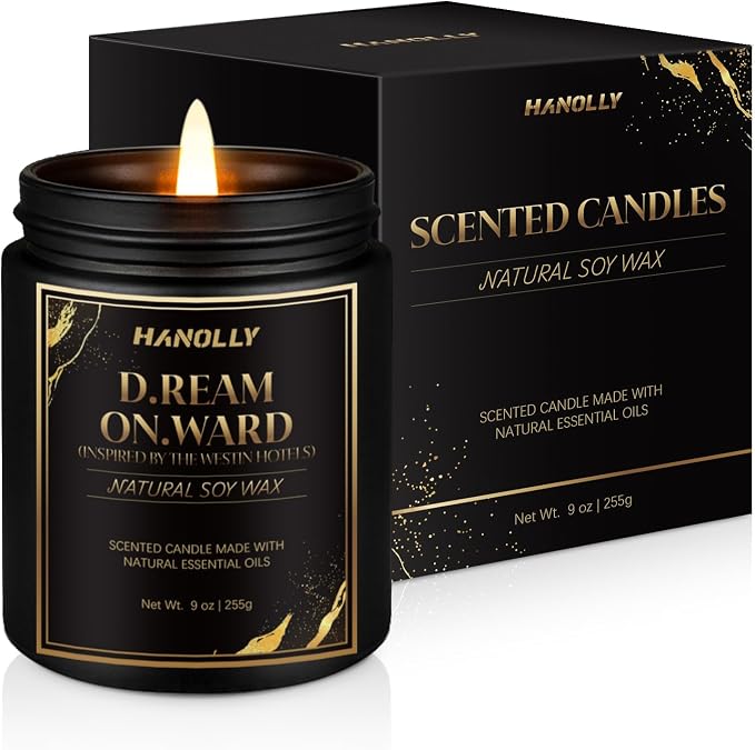 D.Ream On.Ward Hotel Candle, 9 oz Scented Candles for Home Soy Candle Wax, Inspired by The Westin Hotels, Luxury Long Lasting Aromatherapy Jar Candle Gifts for Men Women