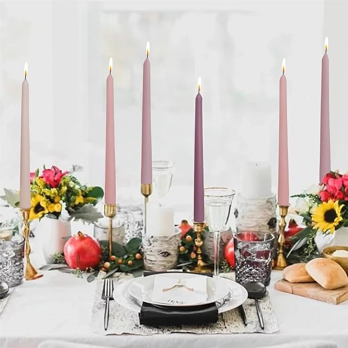 Scented Candle Taper Candlesticks,10 Inches Pink Tapered Candles Rose Candle Sticks Colorful Candlestick for Wedding Home Party Dinner,Pack of 6 (8D6PC-PIKMIX)
