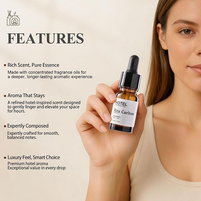 Hotel Collection Fragrance Oil Waterless Essential Oils Home Luxury Aroma & Hotel Fragrance Diffuser Oil for Ultrasonic and Waterless Diffusers and Crafting - 10ml, 0.34 fl oz