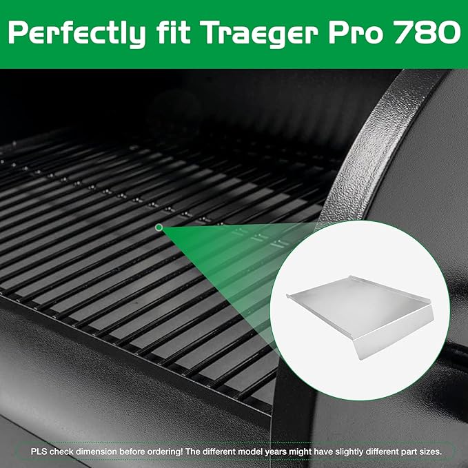 Drip Tray for Traeger Pro 780 Grease Pan Pellet Grill Replacement Parts KIT0443 BCA1283 Heat Baffle Deflector Diffuser Stainless Steel Smoker Grilling Part BBQ Accessories