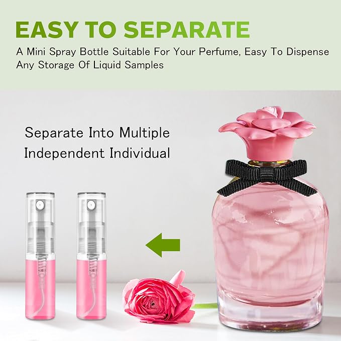Mini Spray Bottle 3ml, Refillable Glass Spray Bottle, Glass Bottle Atomizer, Perfume Mouthwash Atomizer for Cleaning Refillable Container for Travel, Essential Oils, Perfume 60 Pcs, 3ml