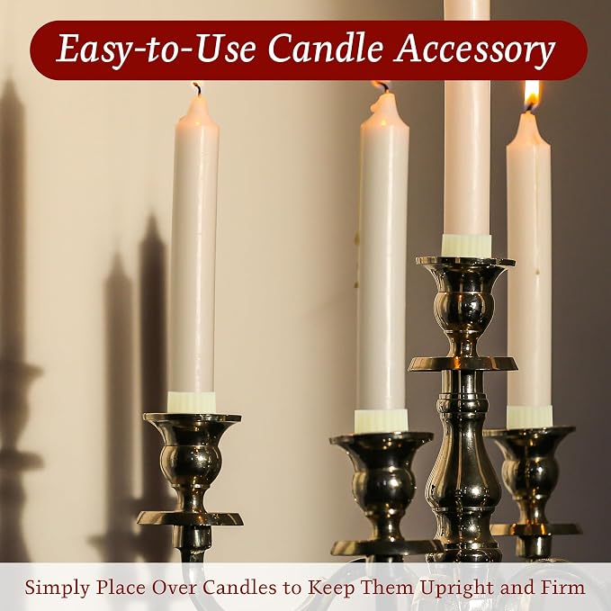 100Pcs Silicone Taper Candle Grippers Non-Slip Candle Holder Adapter Candle Drip Protectors,Vertical-Fixing Silicone Candle Rings,Decorative Stabilizer for Tapers and Candles