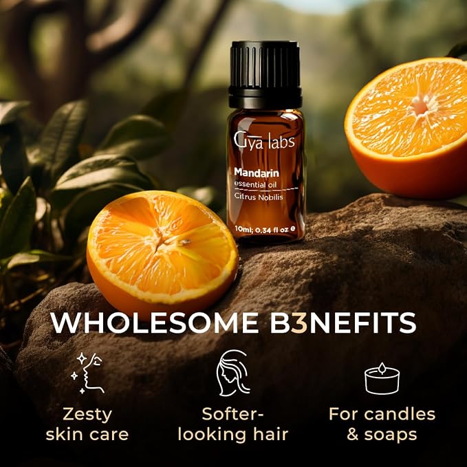 100% Pure Mandarin Essential Oil - 0.34 Fl Oz - Mandarin Oil for Hair, Skin, Diffuser, Aromatherapy & DIY Candle Making Scent