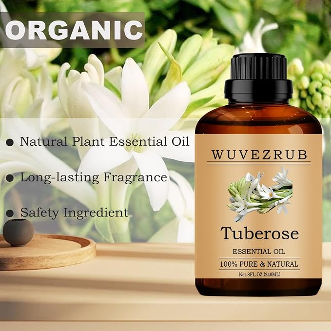 Tuberose Essential Oils, 240ML Pure and Natural Essential Oil for Aromatherapy Diffuser - Tuberose /8 Fl Oz