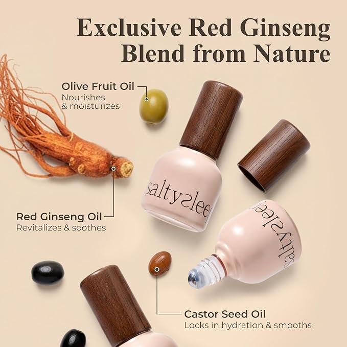 Roll On Essential Aroma Oil Premium Blend - Korean Ginseng, Olive Fruit, Castor Seed Relaxation Support Cooling Sensation Vitality Support Pocket-Sized Aromatherapy Oil 0.33 fl.oz 10ml