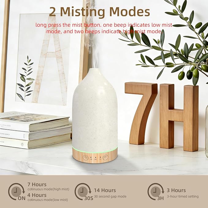 SPLITSKY 150ML Essential Oil Diffuser,Ultrasonic Aromatherapy Diffusers for Home with Remote Control,7 Color LED Lights,3 Timers,7 Hours Quiet,with 2 Mist Modes,Waterless Auto Off,for Bedroom, Home
