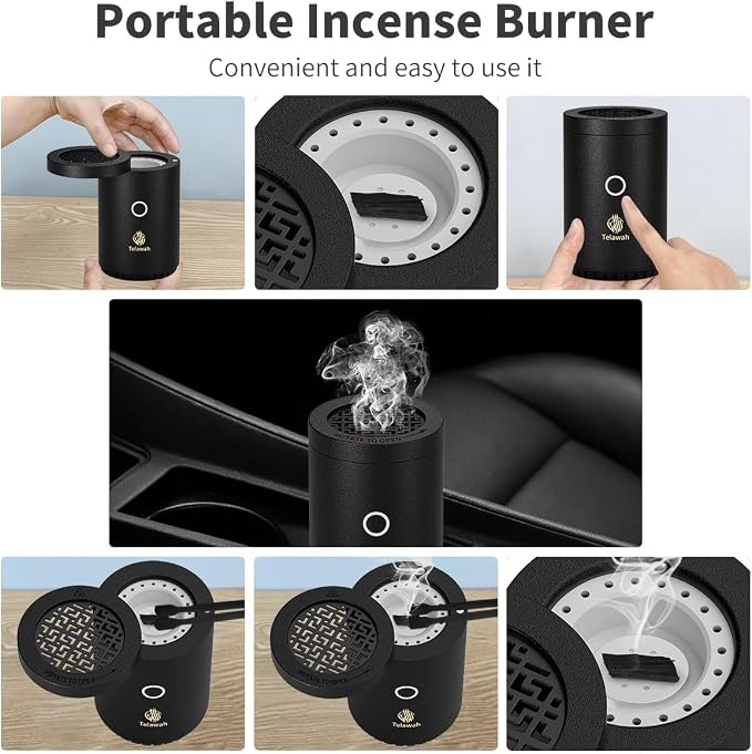 Portable mini Incense Burner, Rechargeable USB Aroma Diffuser, Electric Incense Burner, Muslim Home Decor.
