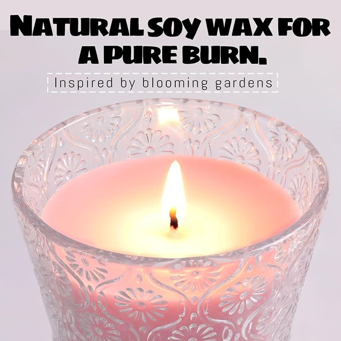 HAVITI Rose Scented Candle, Soy Jar Candles Gift Women,8 OZ Aromatherapy Pink Candles for Galentines Valentines Mother's Day, Bridal Shower, Home Decor