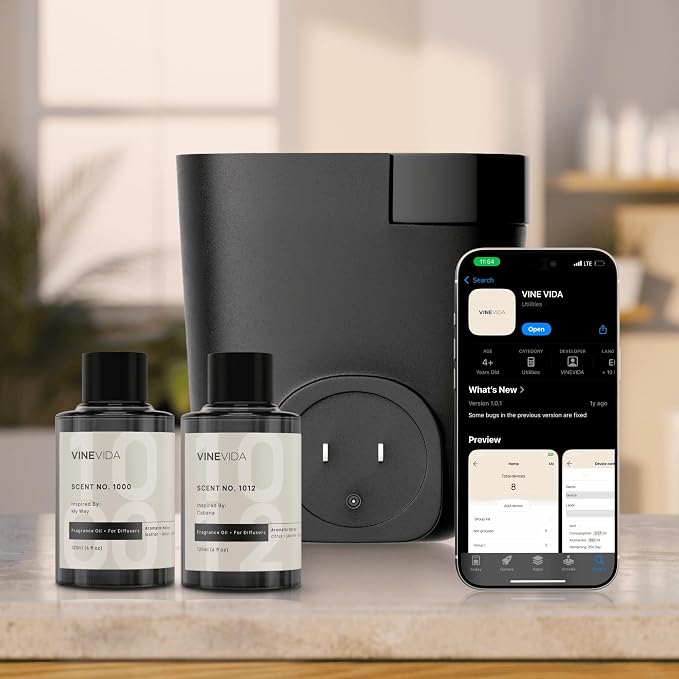 VINEVIDA Prime Plug-in Diffuser for Home & Office | Fragrance Oil Diffuser - Cold Air Diffuser for Essential Oils | Scent Machine (2 Hotel Scents Included)