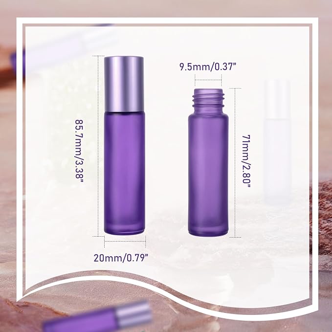 Kesell 10 Pack - 5 Color 10ml Frosted Glass Roller Bottles Roll On Bottles with Stainless Steel Ball for Essential Oils, Aromatherapy, Perfume Containers