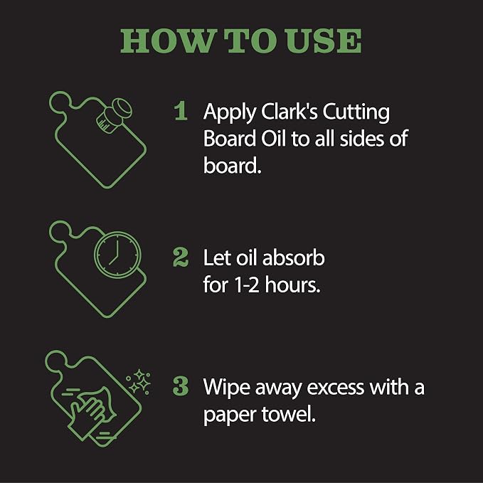CLARK'S Bamboo Cutting Board Oil - Food Grade Mineral Oil for Wood Cutting Board - Scented with Lemongrass Essential Oils - Butcher Block Conditioner - Restores and Protects Wood - Made in USA,12oz