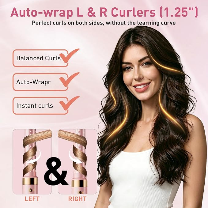 Mythsight StyleVibe Dual Voltage 8-in-1 Air Styler with Diffuser Hair Dryer, Auto Curlers (L/R), Straightener Brush, Travel Adapter & Case for Fast Drying, Frizz-Free Volume & Smooth Blowouts Styles