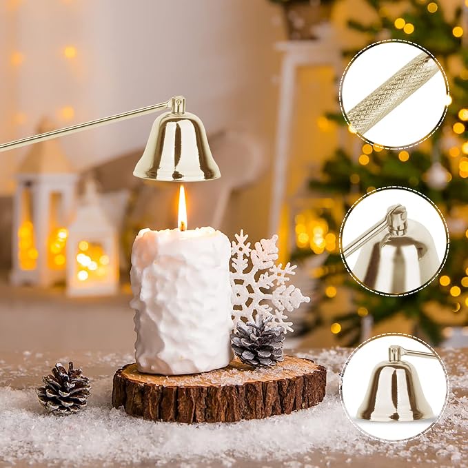 3 in 1 Candle Snuffer Long Handle Candle Extinguisher Candle Wick Trimmer Candle Cutter Candle Wick Dipper Kit - Gold