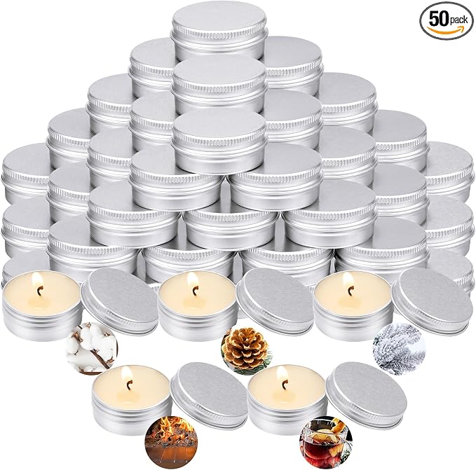 MTLEE 50 Pcs Wedding Scented Candles Gift Travel Tin Candle Aromatherapy Candle for Christmas Winter Baby Shower Favors Wedding Gifts