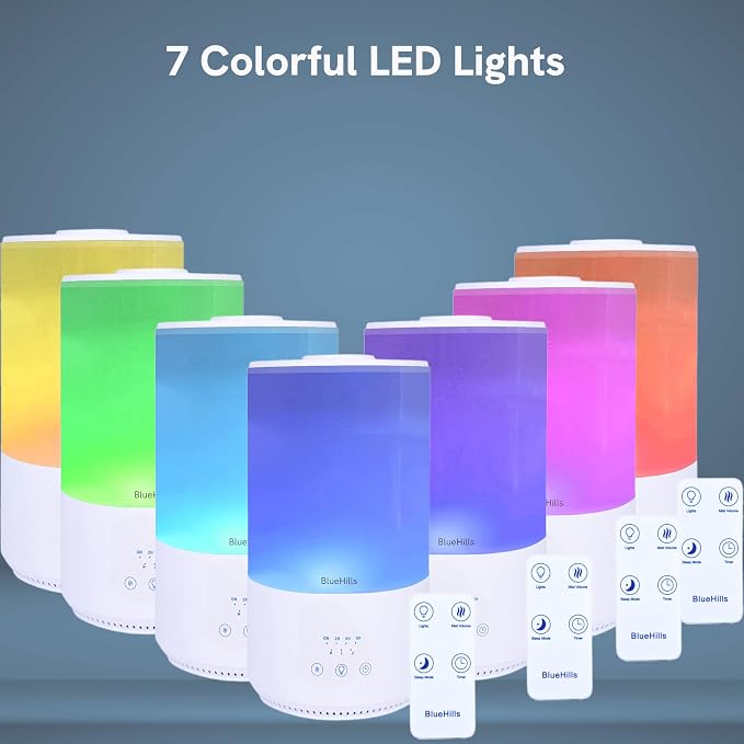 BlueHills Premium 4000 ml Tall Essential Oil Diffuser 4L 4 Liter 50 Hour Run with Remote Timer Aroma Humidifier 1 Gallon Big Capacity High Mist Output for Large Room Huge Size Mood Lights White T401