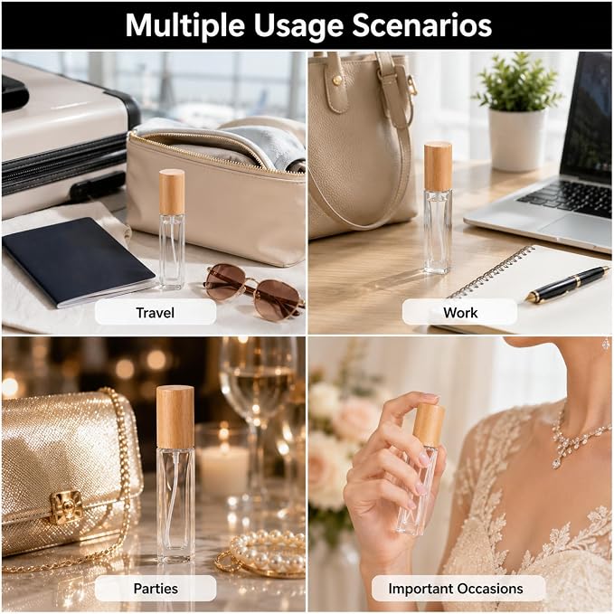 5pcs Travel Size Perfume Refill Bottle Perfume Atomizer Portable Leak Proof Fragrance Spray Bottles Pocket Size Refillable Atomizer Cosmetic Glass Container for Travel Sample Dispenser