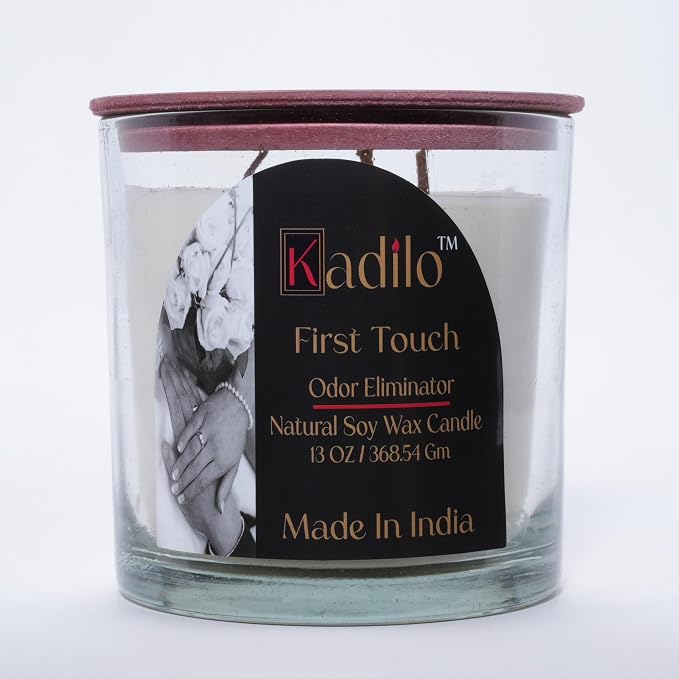 Kadilo Soy Wax Scented Candles, Aromatherapy, Stress Relief, Sleep Aids, Spa, Massage Infused with Natural Essential Oils from Ancient vedas, Long-Lasting Aroma, 13oz, 3 Wicks, (First Touch)