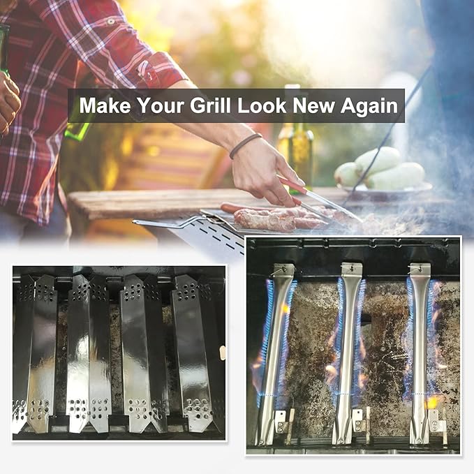 Grill Replacement Parts for Nexgrill 5 Burner 720-0888N, 720-0888, 720-0864, 720-0830H, Grill Heat Plate Shields, Burner Tubes and Ignition Electrodes for Nexgrill Replacement Parts 5 Burner